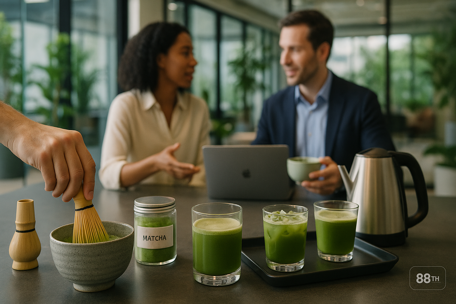 Modern office space with matcha service
